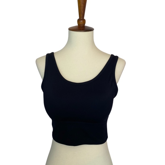 Black Yoga Sport Halter Low Back Crop Top - Picture 8 of 16